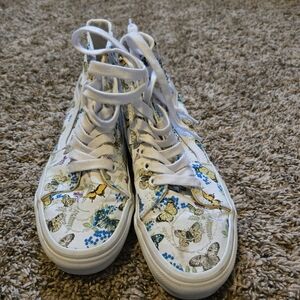 Vans White and Blue Butterfly Sneakers
